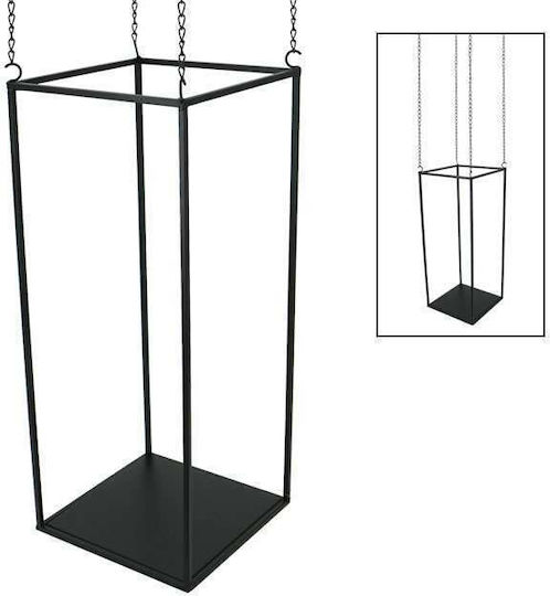 Suport metalic suspendat negru cu 4 lanțuri 25x60x160cm