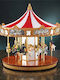 Carousel Christmas Illuminated Decorative Wooden Carousel Gold with Electric 34x34cm.