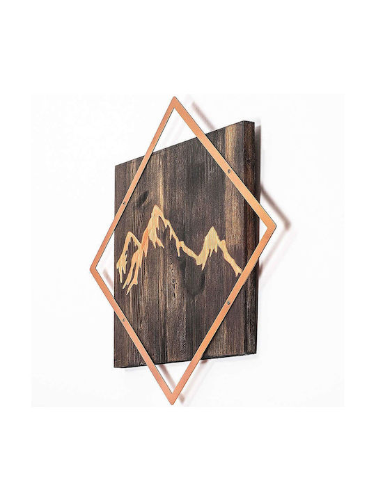 Διακοσμητικό Τοίχου Mountain 899skl2258 54x54cm Walnut-copper Wallity Μέταλλο Ξύλο