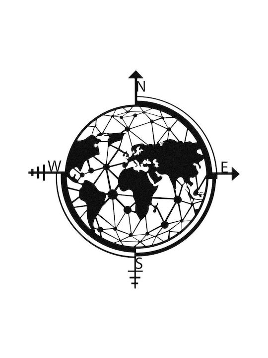 Wall Decor World Map 279enz1820 49x50cm Black Wallity Metal
