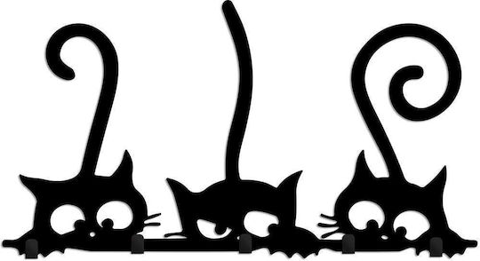 Wall Hanger 5 Positions Hidden Cats 891tnl3690 60x2x37cm Black Wallity Metal