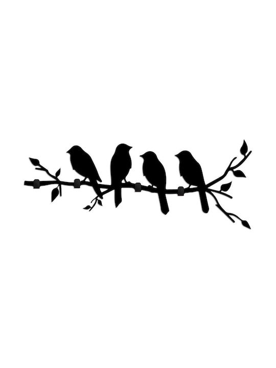 Κρεμάστρα Τοίχου 4 Θέσεων Sitting Birds 891tnl3691 62x2x42cm Black Wallity Μέταλλο