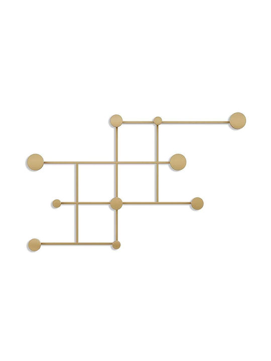 Κρεμάστρα Τοίχου 10 Θέσεων Fatara 494pyt1131 112x64x10cm Gold Wallity Μέταλλο