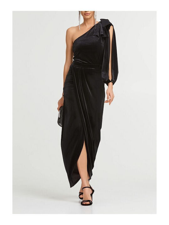 Damen Bluse Samt Schwarz