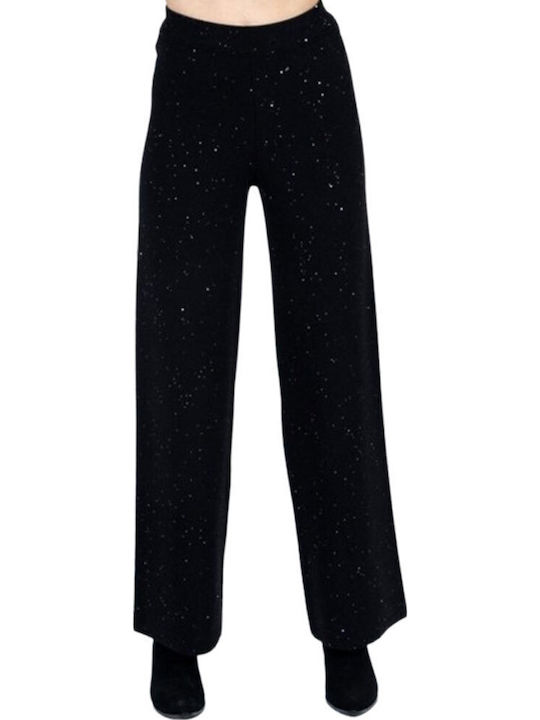 Damen Stoff Hose Black mit Pailletten