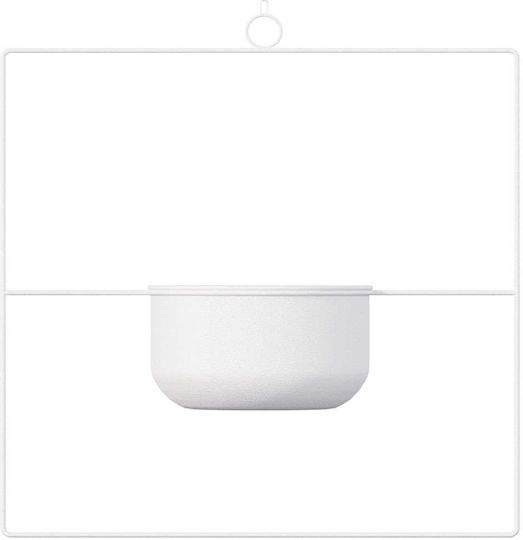 Aberto Design Висящи Саксия Металик Бял 40x40x40εκ.