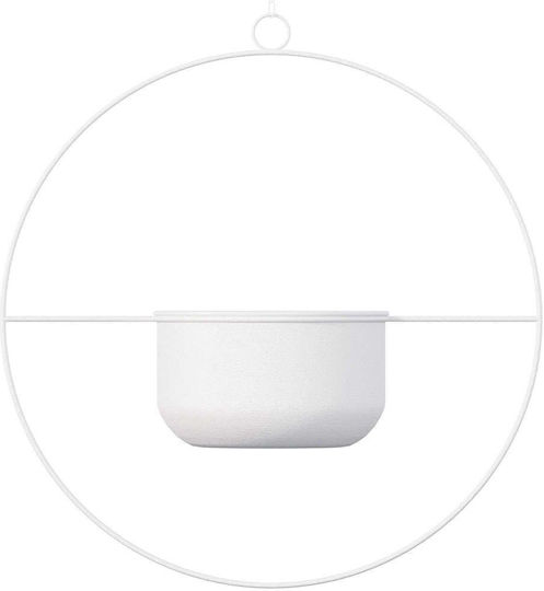 Aberto Design Висящи Саксия Металик Бял 40x40x40εκ.