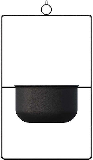 Aberto Design Висящи Саксия Металик Черен 25x25x40εκ.