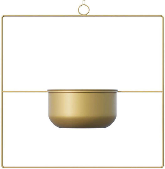 Aberto Design Висящи Саксия Металик Жълт 40x40x40εκ.