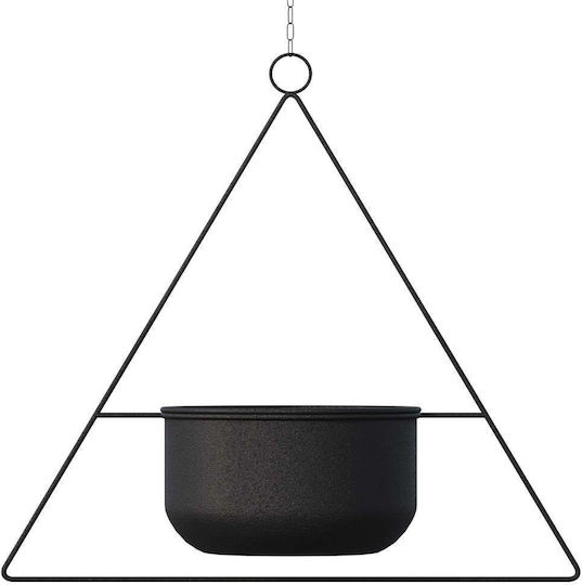 Aberto Design Висящи Саксия Металик Черен 35x35x40εκ.