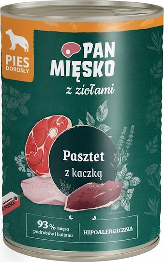 Pan Miesko Wet Food Dogs in Cans with Duck Grain-Free & Gluten-Free 400gr
