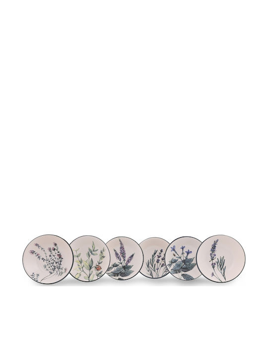 Hermia Plate Soup Ceramic Multicolour with Diameter 18cm 6pcs
