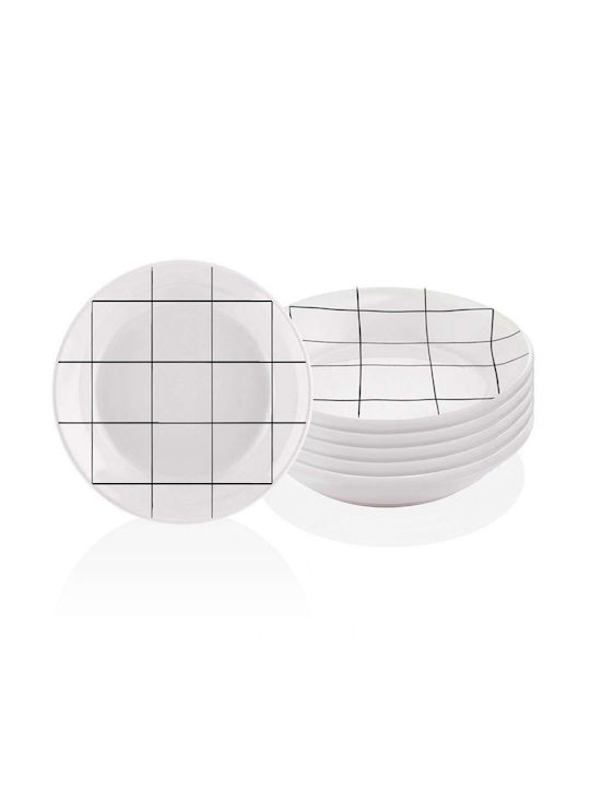 Hermia Farfurie adâncă Ceramică Alb cu Diametru 20cm 6buc