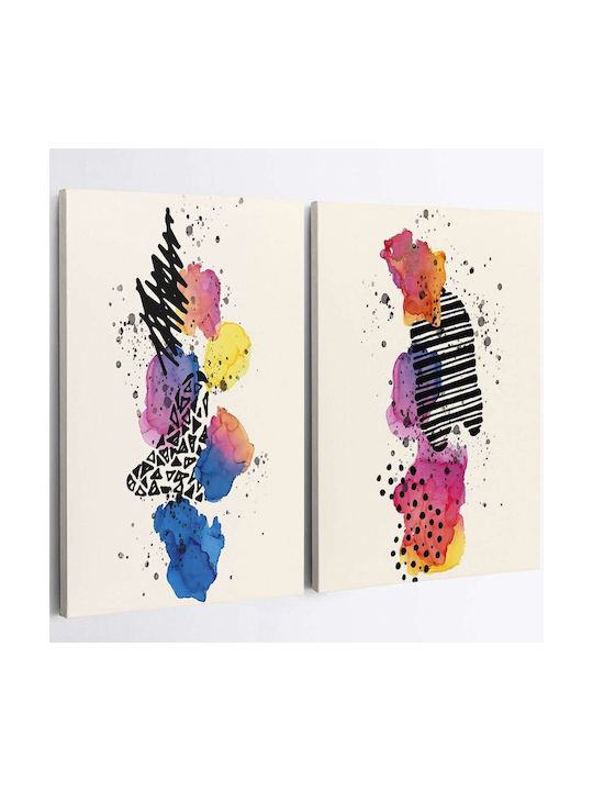 Canvas Painting Set 2pcs 910nvt1171 50x70cm Multi Wallity Vertical Wood Canvas