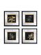 Frame Set 4pcs 977alp4121 32x32cm Black-gold Wallity Square Wood Glass