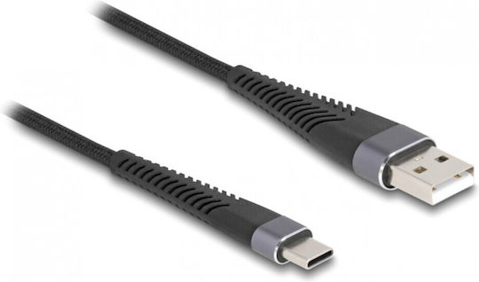 DeLock Geflochtenes USB 2.0 Kabel USB Typ-C männlich - USB-A 60W Schwarzes 2m 81122