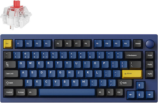 Keychron Lemokey P1 QMK/VIA P1P-O1 Gaming Technisches Tastatur 75% mit Keychron Super Red Schaltern und RGB-Beleuchtung Englisch (US) Blau