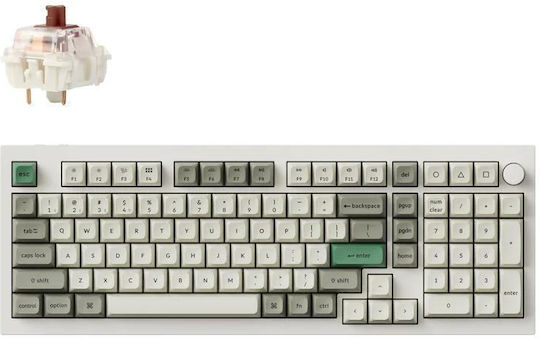 Keychron Q5 Max QMK/VIA Q5M-P3 Ασύρματο Gaming Μηχανικό Πληκτρολόγιο με Gateron Jupiter Brown διακόπτες και RGB φωτισμό (Αγγλικό US) Λευκό