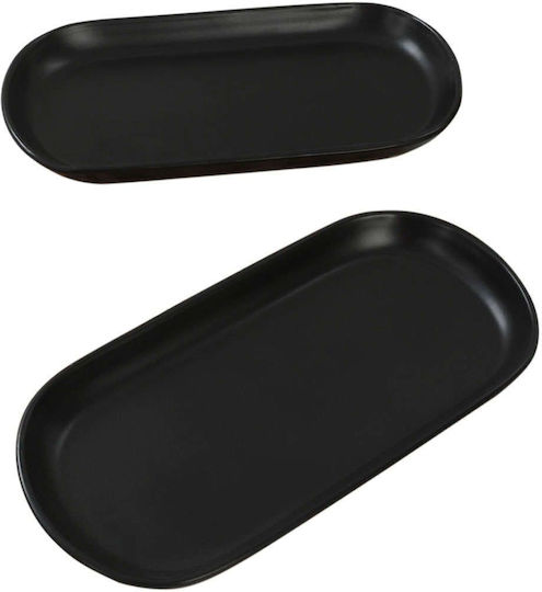 Hermia Servierplatte Oval Keramik Schwarz 26x12.2cm 2Stück