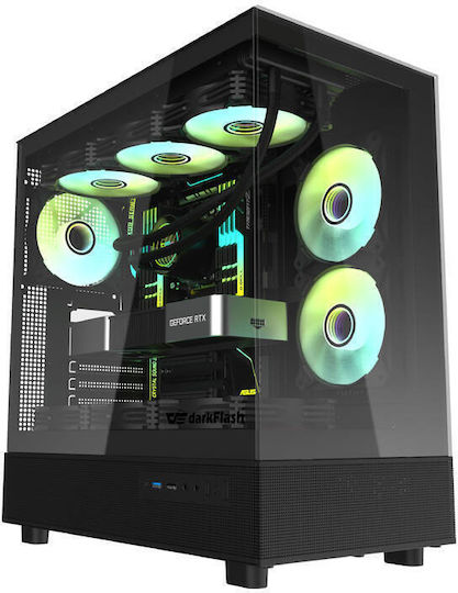Darkflash DPX90 Gaming Middle Tower Carcasă Calculator cu Fereastră Laterală Negru