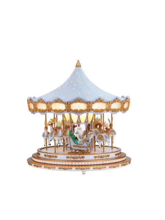 Carousel Χριστουγεννιάτικο Φωτιζόμενο Διακοσμητικό Καρουζέλ Χρυσό 44cm