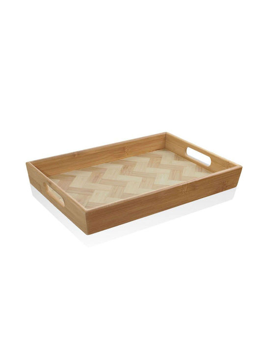 Hermia Bambus Dreptunghiular Tavă de Servire din Bamboo în Culoare Alb 33x23x4cm 1buc