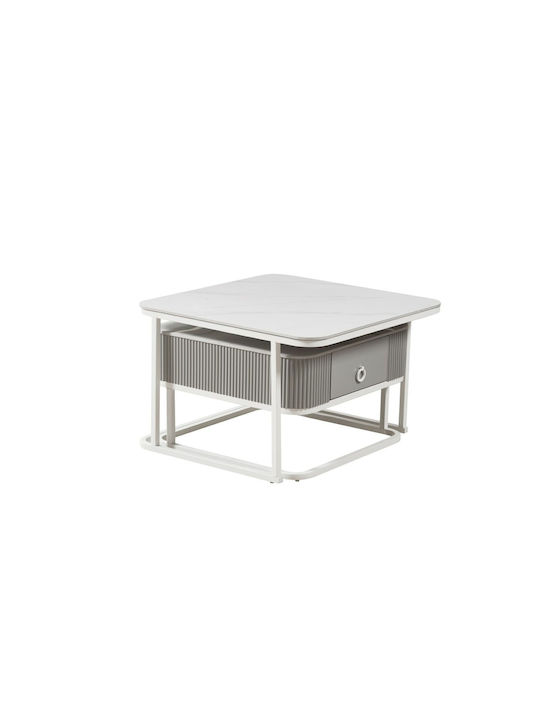 Square Side Table Wooden White L70xW70xH45cm.