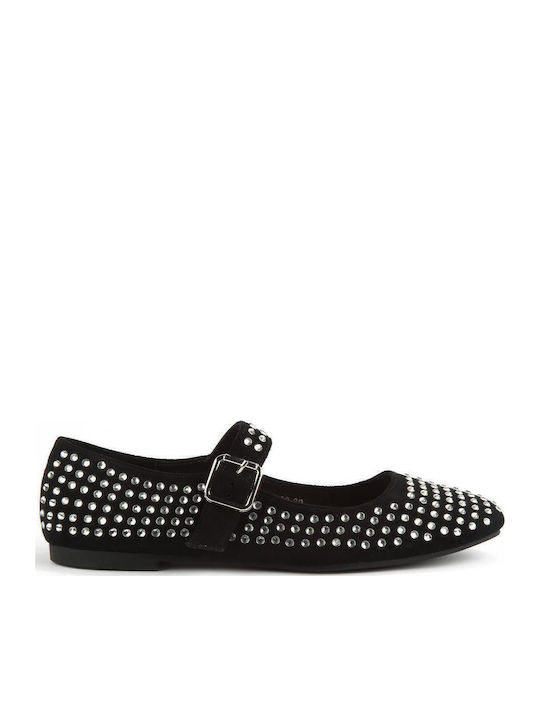 Fshoes Wildleder Damen Ballerinas in Schwarz Farbe