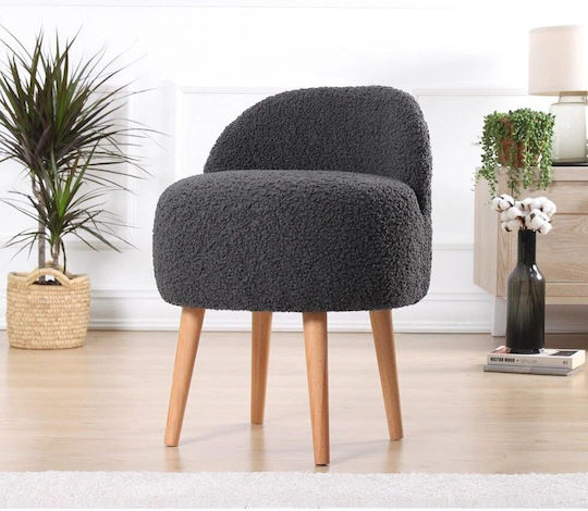 Rufmee Bouclé Hocker 209flf1153 48x42x47cm Dunkelgrau-natur