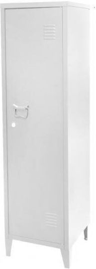 Metal Cabinet Industrial Style White 38x38x137 Cm Aria Trade