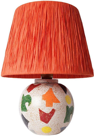 Opviq Tischlampe für Fassung E27 mit Orange Schirm und Mehrfarbig Basis