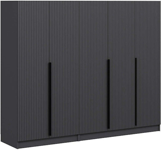 Fünf Türen Kleiderschrank Kale Anthracite 225x52x210cm