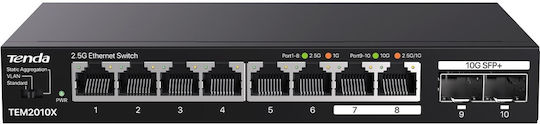 Tenda TEM2010X Unmanaged L2 Switch με 8 Θύρες Gigabit (1Gbps) Ethernet και 2 SFP Θύρες