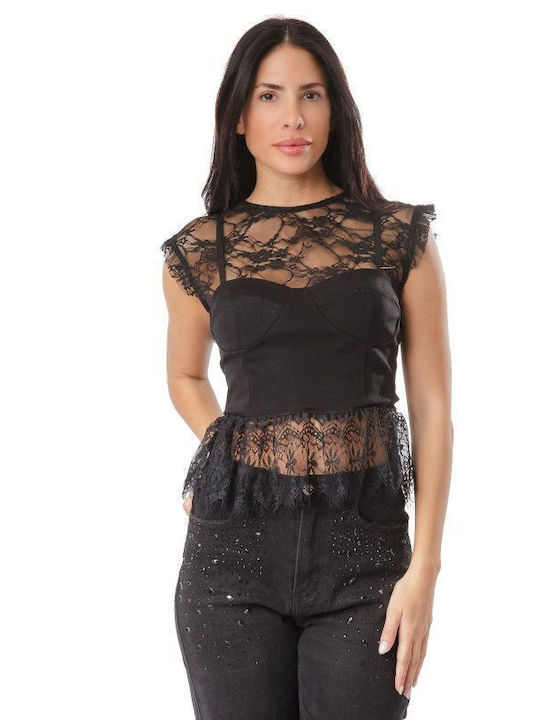 Black Sleeveless Lace Top