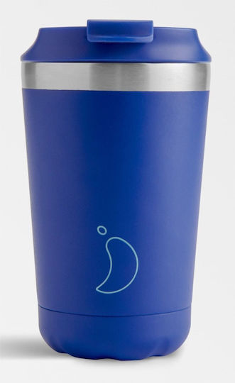 Chilly's Glass Thermos Stainless Steel BPA Free 340ml Matte Blue with Straw