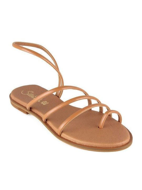 Camel Δερμάτινο Χειροποίητο Flat Σανδάλι