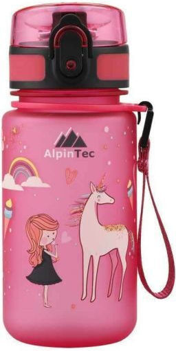 AlpinPro Kids Water Bottle Plastic with Straw Pink 400ml