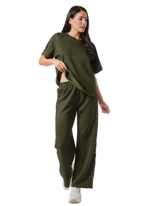 Green Animal Print Trousers and Blouse Set