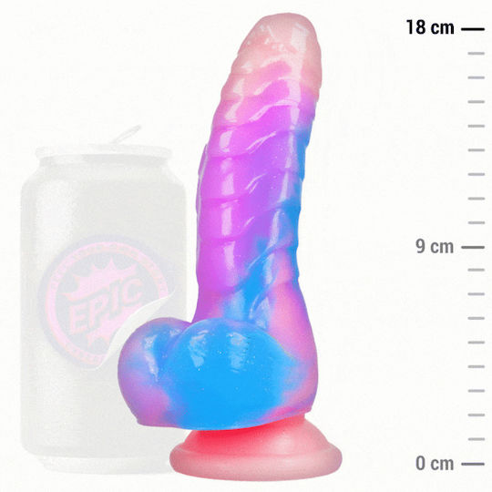 Epic Ρεαλιστικό Dildo με Όρχεις και Βεντούζα Μπλε 18cm