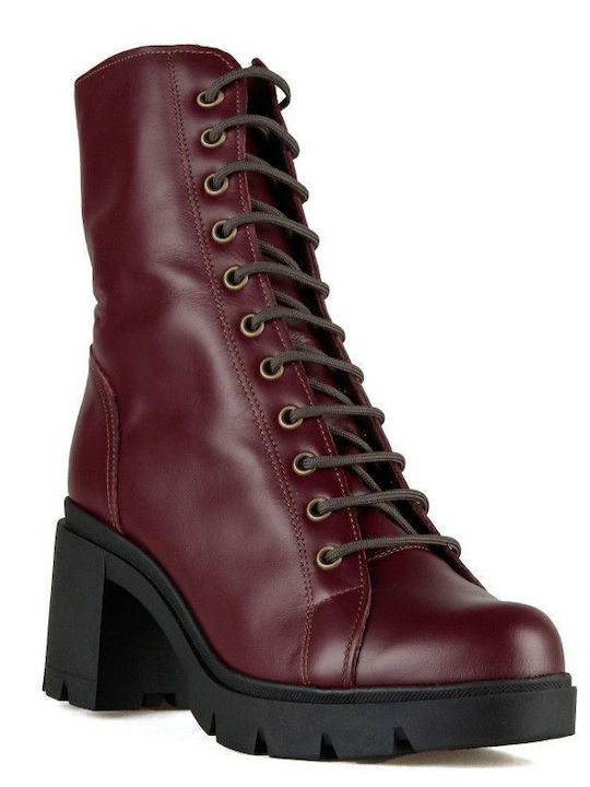 Ghete dama din piele Burgundy cu toc