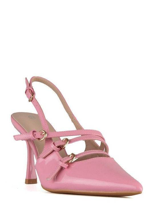 Pink Patent Pointed Toe Pump with Strap