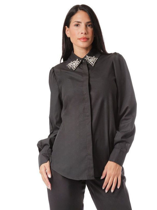 Black Shirt with Decorative Stones