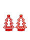 Mica Christmas Ceramic Red Candlestick 18.5x13cm Καρώ