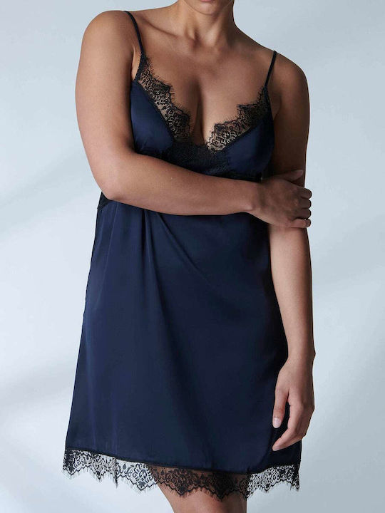Simone Perele Winter Damen Nachthemd Blau