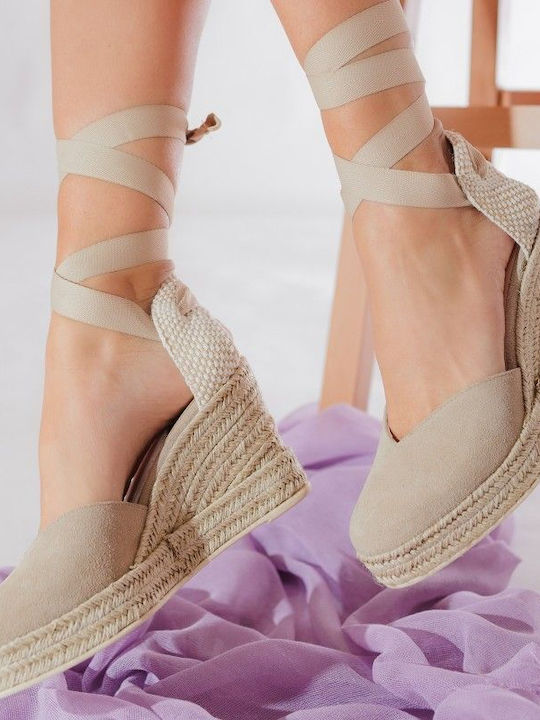 Taupe Leather Platform Espadrille