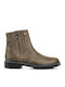 Leather Women's Ankle Boots Green