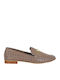 Leather Women's Loafers in Brown Color