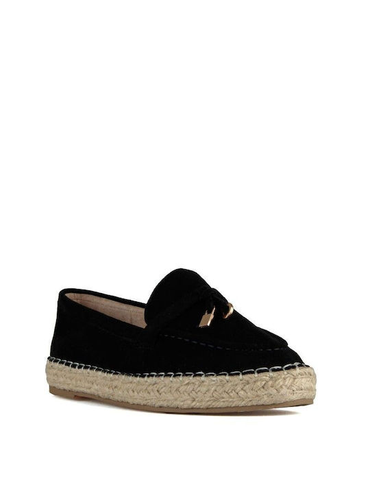 Black Suede Espadrille with Metallic Decoration