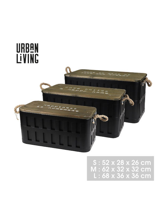 Set of Metal Storage Boxes 3 Pieces 52x28x26cm 62x32x32cm 68x36x36cm Urban Living 54124
