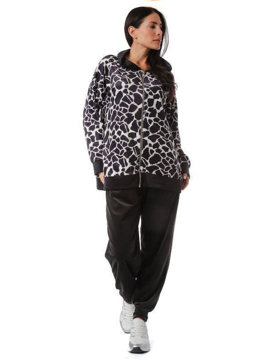 Velvet Animal Print Tracksuit Set